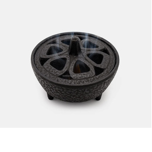 Brûleur d'encens en fonte en forme de lotus pour bâtonnets d'encens, cônes, résines et cires fondues A1261 - Product Image 1
