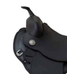 Silla de montar western TI101OA025 de cuero sintético con asiento suave, armazón de fibra de vidrio y herrajes de acero inoxidable, directo de fábrica. - Product Image 4