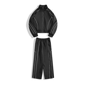 Ensemble deux pièces pour homme, tenue de sport et de loisirs d'extérieur, style punk américain, streetwear unisexe, veste et pantalon large style hip-hop - Product Image 3