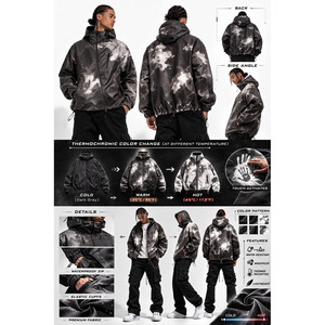 Chaqueta cortavientos impermeable y térmica para hombre, con tecnología de cambio de color según la temperatura, estilo moderno. - Product Image 4