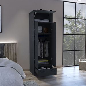 Falkland 1-ngăn kéo và 1-bản lề armoire với tay cầm thiết kế tủ quần áo thanh lịch cho tổ chức nhà - Product Image 4