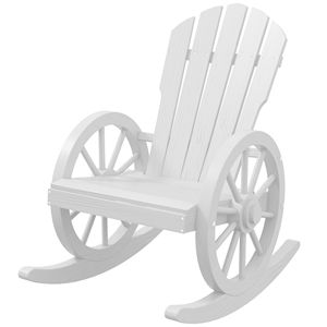 Classica Sedia a Dondolo da Veranda in Legno Bianco Oversize con Schienale a Doghe per Relax all'Aperto - Product Image 1