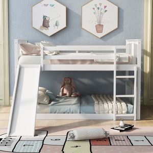 Letto a Castello Bianco Full Over Full con Scala e Scivolo per Bambini (Vecchio SKU LT000208AAK) - Product Image 2