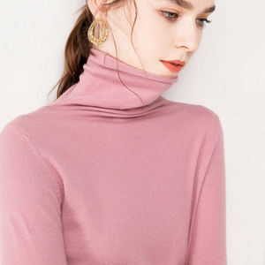 Women's Red <b>Turtleneck</b> Knitted Pullover Full Sleeve Solid Color Acrylic Thick <b>Sweater</b> Anti-Pilling Winter Wear - Product Image 4