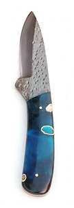 Cuchillo de Utilidad para Camping al Aire Libre, Forjado a Mano, con Hoja Fija y Mango de Resina Azul - Product Image 5