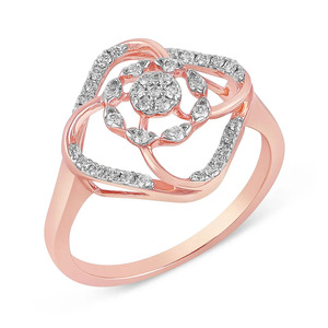 Anillo de Oro Rosa con Diamantes Floral Orbit - Product Image 1