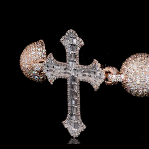 Custom Cross Fine Chain Link Bracelets <b>Men</b> IGI Certified VVS Moissanite Diamond Hip Hop Style Rose Gold Fine Jewelry Gift - Product Image 6