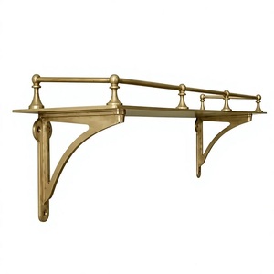 Stylish Brass <b>Shelf</b> Bracket Towel Rack With <b>Hooks</b> Gold Finished Durable <b>Shelf</b> Bracket Support Vintage Modern Design Used Home - Product Image 3