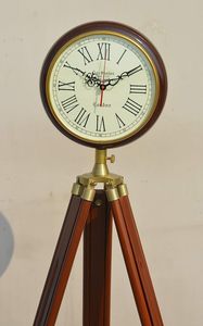 Reloj de pie analógico de madera con trípode antiguo, reloj de pie vintage para decoración del hogar, oficina u hotel - Product Image 2