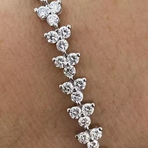 Sparkling Moissanite Diamond Bracelet High Quality 18K White Gold Non-Fade Hip Hop Jewelry for Men and Women - Product Image 1