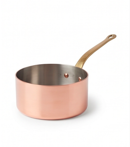 Copper Sauce <b>Pans</b> Set With Brass <b>Handles</b> Vintage Style Durable Metal Cookware For Gas And Induction Stoves Use - Product Image 1