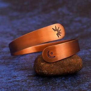 <b>Copper</b> Magnetic <b>Bangle</b> with Geometric Design Premium Classic Buddhism for Unisex Party Occasions Third Party Certified - Product Image 1