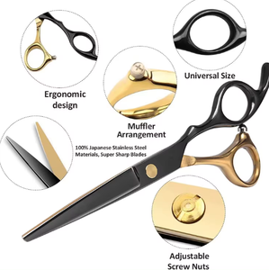 Tijeras de Corte de Pelo Profesionales de Acero Inoxidable de Alta Calidad, Color Negro Dorado, para Barbería, de Ariston International - Product Image 3