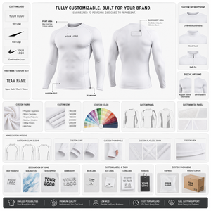 Custom Logo <b>Long</b> <b>Sleeve</b> Sports Compression <b>Top</b> Breathable <b>Mesh</b> Panel Fabric Ribbed Cuff Hem Wholesale OEM Fitness - Product Image 4