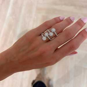 Round Lab Diamond Crossover <b>Ring</b> Custom 14K 18K Solid <b>Gold</b> Halo Set Unique Statement Bridal <b>Cocktail</b> <b>Ring</b> Manufacturer Wholesale - Product Image 4