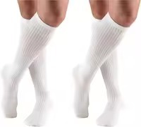 Chaussettes de compression montantes pour femmes, lot de 2 paires, noires unies, longues, pour la course et le cyclisme, prix de gros - Product Image 2