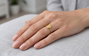 DIVYORO แหวนรูปหัวใจชุบทอง 22k สำหรับผู้หญิงแบบคลาสสิก - Product Image 3