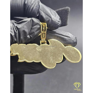 "ASAR" <b>Letter</b> Name Pendant Iced Out Lab Grown Diamond Hip Hop Necklace Gold Bling Custom Jewelry Gift - Product Image 2