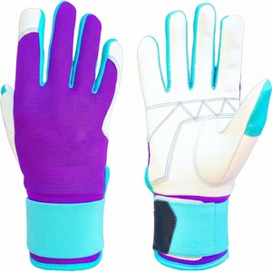 Guantes de Bateo Color Cian Púrpura, Ambidiestros, Tejido Transpirable, Cierre de Gancho y Bucle, Unisex, para Adultos, Guantes de Entrenamiento - Product Image 1