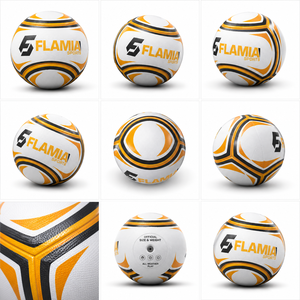 Balón de Fútbol Flamia Sports Ecológico con Cámara de Butilo, Blanco, Negro y Naranja, con Logotipo Impreso, Talla 5, para Interior, Alto Rendimiento - Product Image 3
