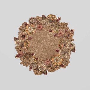 Custom Floral <b>Beaded</b> Satin Table <b>Placemat</b> Round Dining Mat Handmade Decorative Pad for Hospitality - Product Image 1