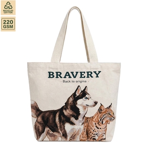 Bravery DTF Printed <b>Canvas</b> <b>Tote</b> Bag 40x34x16 cm Gusseted Promotional Shopping Bag Wholesale OEM Custom Logo - Product Image 1