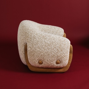 Sofá individual curvo moderno nórdico, Sillón tapizado con marco de madera para vivir en <span class=keywords><strong>Roma</strong></span> - Product Image 2