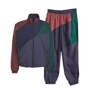 2026 Custom <b>Men</b> Two Piece Set Zip up <b>Patch</b> Work Vintage Windbreaker Sublimation Tracksuit <b>Short</b> Nylon Jacket Tracksuits - Product Image 5