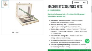 Juego de Escuadras de Precisión para Maquinistas, Juego de Escuadras de Acero para Ingenieros con Caja de Madera |   N.° de artículo GS-205J - Product Image 3