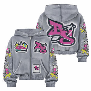 Conjunto de Sudadera con Capucha y Cremallera Personalizada para Hombre y Mujer, Estampado de Grafiti, Sudadera Corta y Larga, Chándal Informal, Sudadera Unisex - Product Image 4