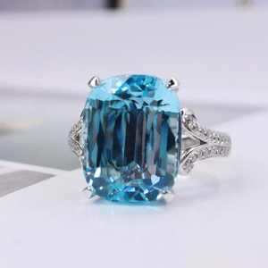 แหวนอะความารีนซานต้ามาเรียธรรมชาติทรงพิเศษ งานแฮนด์เมด เครื่องประดับสั่งทำสุดหรู ของขวัญสำหรับงานหมั้นและงานแต่งงานสำหรับผู้หญิง - Product Image 4