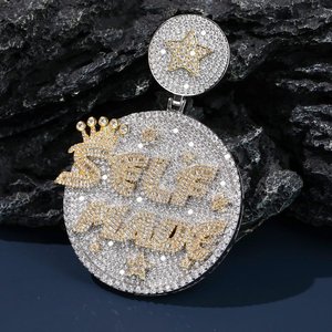 Collier Pendentif Personnalisé avec Initiales Serties de Diamants Moissanite, Style Hip Hop Bling, Bijoux pour Hommes - Product Image 6