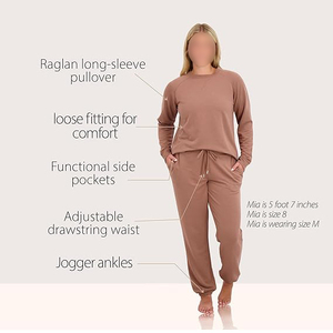 Women's 2-Piece Heavyweight Cotton Fleece Eco-Friendly Waterproof Breathable Loose Fit Casual Hoodie Jogger Pants <b>Set</b> All - Product Image 5