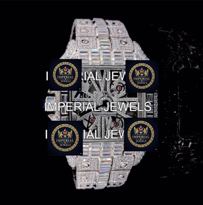 Montre unisexe avec boîtier carré en moissanite glacée, cadran de 18 mm, bracelet en alliage d'acier inoxydable, GPS, date automatique, mouvement à quartz - Product Image 1