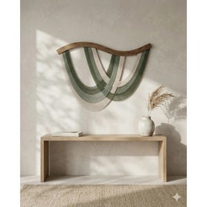 Abstract Macrame <b>Wall</b> Hanging Bohemian Home Decor Irregular Shape Natural Fiber Art Piece Single-Piece Package - Product Image 3