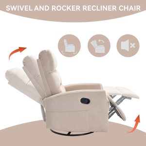 Fauteuil inclinable manuel beige avec fonction bascule et pivotant pour salon - Product Image 6