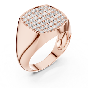 Bague signet pour homme en or rose sertie de diamants de laboratoire |   Bague carrée de luxe pour mariage et anniversaire - Product Image 4