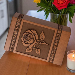 Rose Engraved Rosewood Cremation Urn: Personalized Memorial Urn Memorial Keepsake by AYAANS - Product Image 6