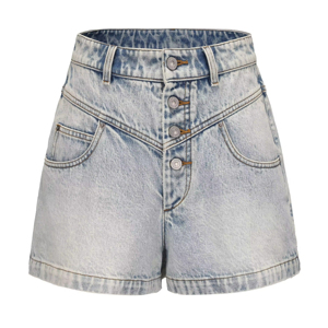 Shorts en jean déchirés perlés pour femme, qualité supérieure, en denim stretch délavé, fabriqués au Pakistan - Product Image 1