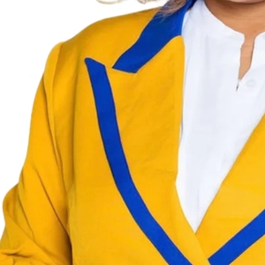 Blazer con Ribete Dorado, Chaqueta de Traje Elegante para Mujer, Ribete Metálico, Ropa Exterior Formal de Negocios, Blazer Moderno y Elegante - Product Image 3
