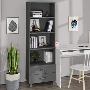Buffet haut en MDF gris foncé massif en pin - Product Image 1