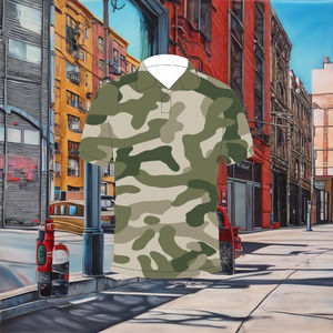 Camiseta Polo de Camuflaje Verde Urbano, Sublimada, Manga Corta, Personalizable, Deportiva, Casual, Transpirable, Unisex, Estilo Urbano, OEM, ODM - Product Image 6