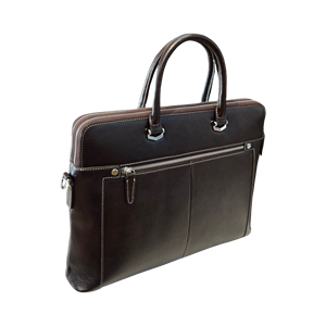 Maletín Unisex de Cuero Genuino en Azul Marino, Casual, Clásico, Lujoso, con Cierre de Cremallera Dorada, Hecho a Mano, Portátil y de Alta Calidad - Product Image 3