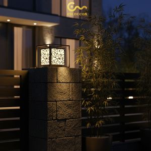 Lampe de jardin à LED à motif ondulé, 12 pouces, en acier noir thermolaqué, lampadaire extérieur, éclairage paysager chaleureux pour villa - Product Image 6