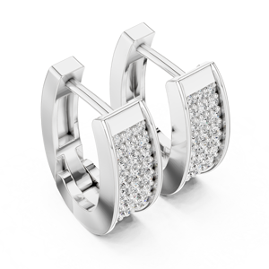 Pendientes Huggie con Pavé de Diamantes Creados en Laboratorio, Pendientes de Aro Gruesos Curvos, Joyería de Diamantes de Diseño Elegante para Mujer - Product Image 4