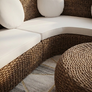 Luxury Handwoven Wicker Rattan Curved Sectional Outdoor Sofa Set Modern Eco-Friendly Living Room Villa Patio Lounge Furniture - Product Image 4