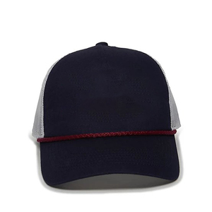 <b>Navy</b> <b>Blue</b> Mesh Trucker Hat With White Side Panels Adjustable Unisex 6-Panel Casual <b>Cap</b> Spring Summer Wear - Product Image 1