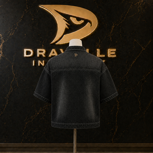 Chemise en jean graphite à manches courtes, noire délavée, style shacket trucker avec logo personnalisé, unisexe, vêtements Hypebeast, fournisseur en gros - Product Image 2