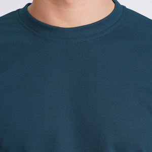 เสื้อยืดคอกลมแขนสั้นสำหรับผู้ชายทรงพอดีตัวเสื้อลำลองผ้าคอตตอน100% สีพื้น - Product Image 6