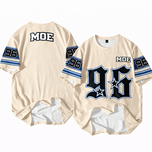 เสื้อฟุตบอลอเมริกันผ้าคอตตอนหนา ปักโลโก้และหมายเลขได้ตามสั่ง ทรงโอเวอร์ไซส์ สไตล์ทีมแวร์ สตรีทแวร์ รับผลิตแบบ OEM แบรนด์ส่วนตัว - Product Image 2